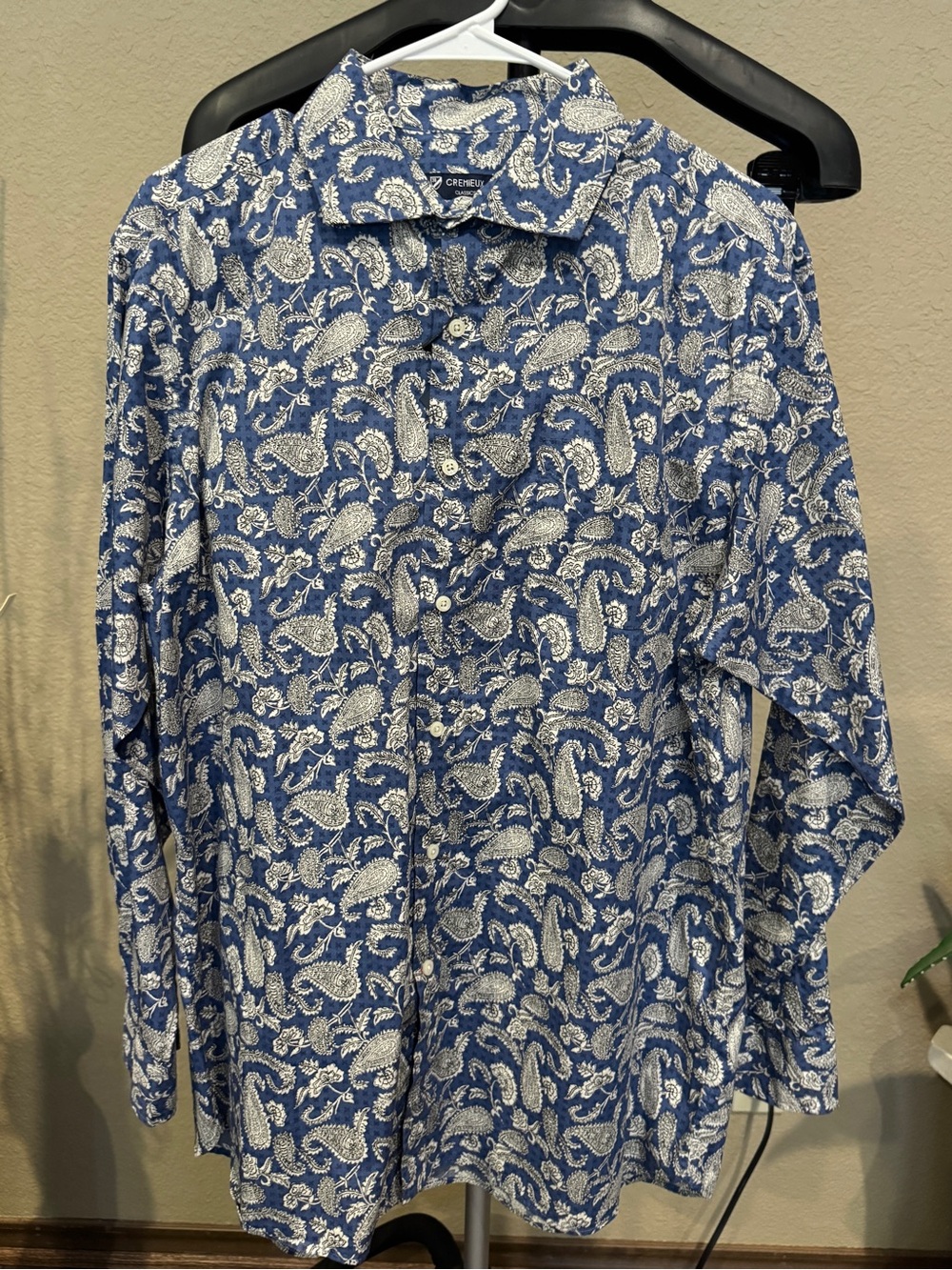 Daniel Cremieux Blue and White Paisley Button-Down Shirt